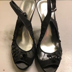 Black lace high heels